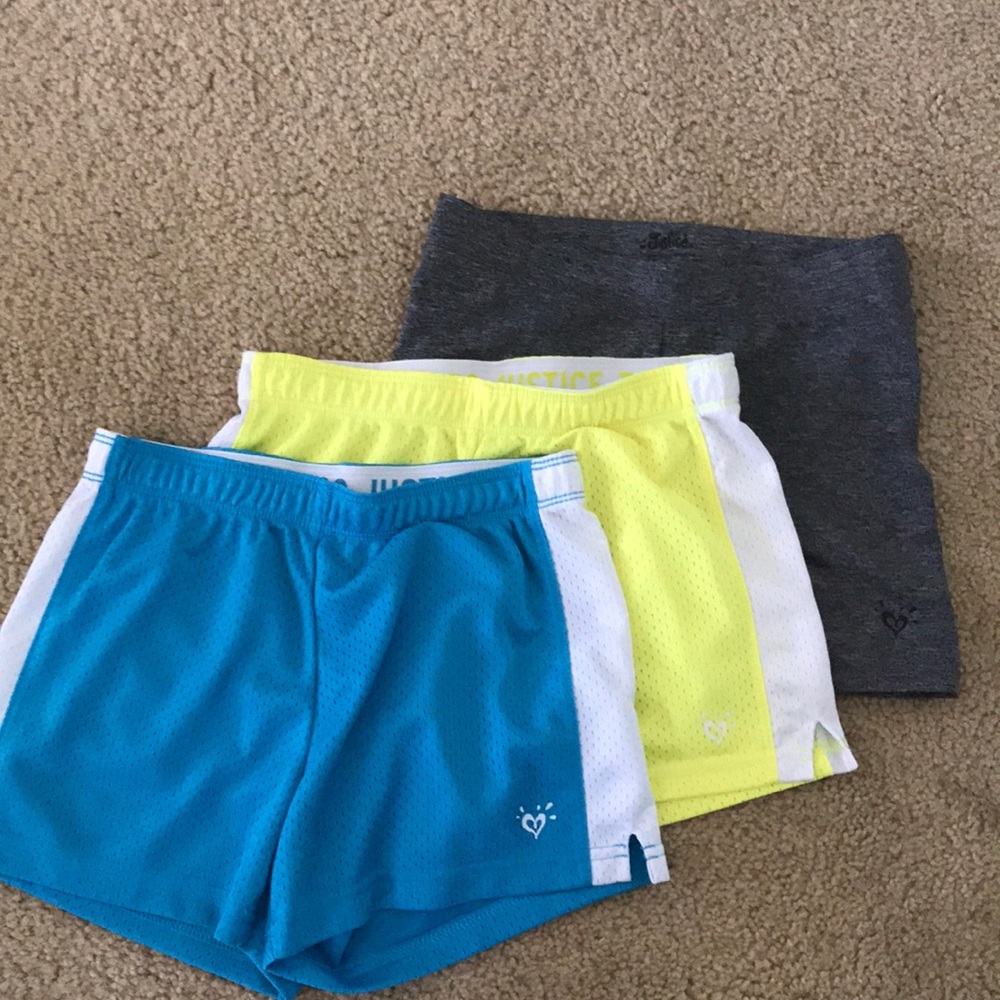 3 kids small (all size 10) Justice shorts/ spandex